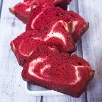 Red Velvet Quick Bread with Cream Cheese Swirl #TwelveLoaves