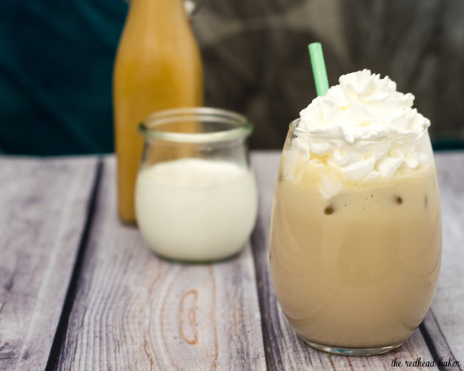 Don't spend big bucks on coffeehouse caramel coffee anymore! It's so easy to make your own brunch-worthy iced caramel coffee at home! #BrunchWeek TheRedheadBaker.com