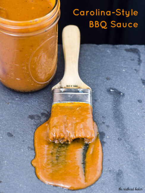 Carolina-style barbecue sauce has a base of mustard and vinegar with just a bit of tomato sauce, unlike other regional barbecue sauces. It's spicy and tangy and delicious on everything! TheRedheadBaker.com