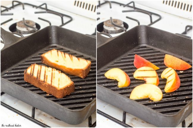 Grilled poundcake with peaches and mascarpone is a delicious summer dessert made right on the grill, the perfect ending to your cookout. #ProgressiveEats