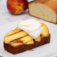 Grilled Buttermilk Pound Cake with Peaches and Mascarpone #ProgressiveEats