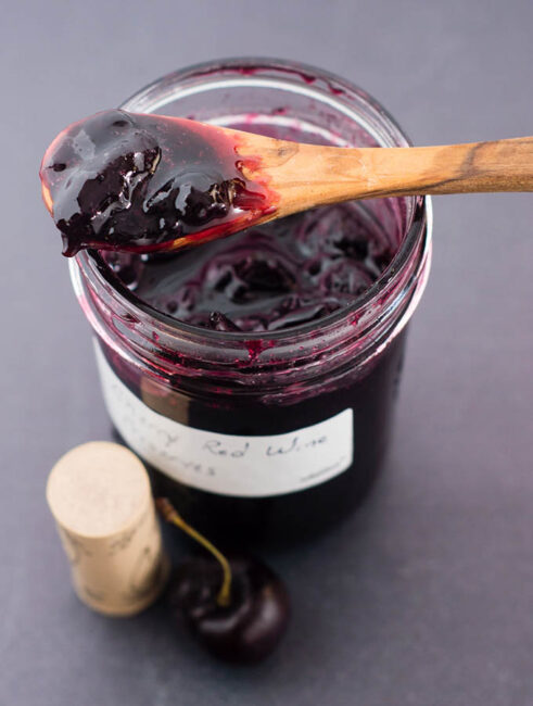 Cherry red wine preserves combine sweet cherries and malbec red wine in a delicious condiment that you won't find in any grocery store!