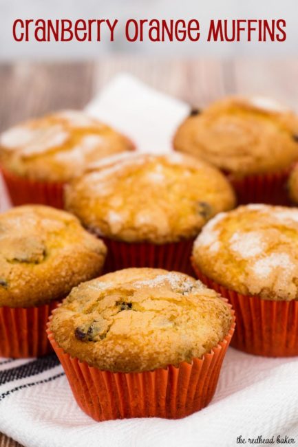 Cranberry-orange muffins are tender, buttery, and loaded with tart dried cranberries and orange zest. They're a delicious way to start your morning!