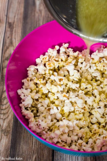 Indulge in an adult snack — margarita popcorn, coated in butter flavored with tequila and lime juice. It's so easy to make! #SundaySupper