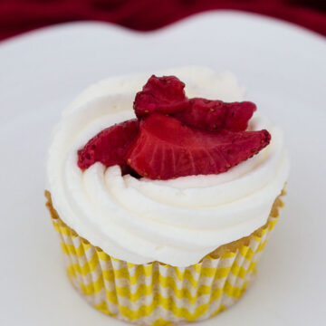 Strawberry shortcake cupcakes are an easy dessert that kids and adults alike will enjoy. Vanilla cupcakes are topped with whipped cream and strawberries.