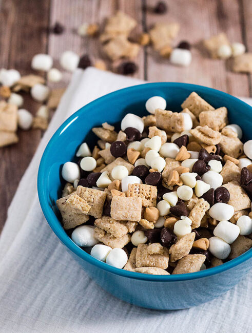 Avalanche Bark Muddy Buddies combine Chex cereal, peanut butter, white chocolate, semisweet chocolate and marshmallows in an addictive snack!