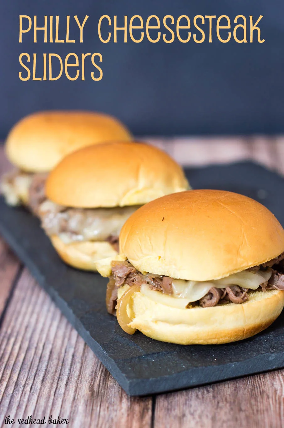 Snack on these easy Philly cheesesteak sliders, loaded with beef, fried onions, and provolone cheese at your next football party! #SundaySupper