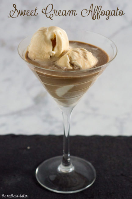 Sweet cream affogato is a simple yet decadent Italian dessert where espresso is poured over ice cream or gelato. Buon appetito!