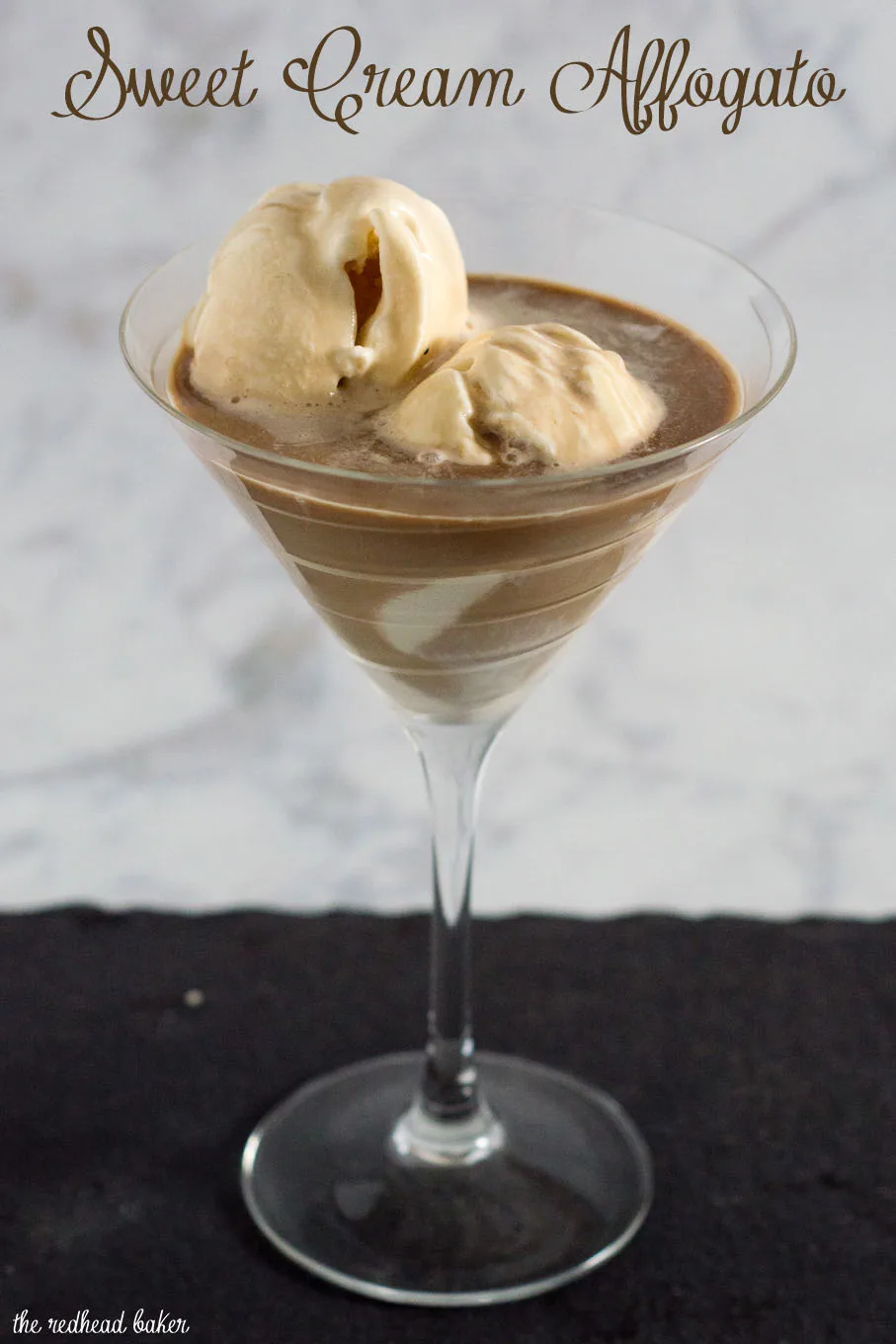 Sweet cream affogato is a simple yet decadent Italian dessert where espresso is poured over ice cream or gelato. Buon appetito! 