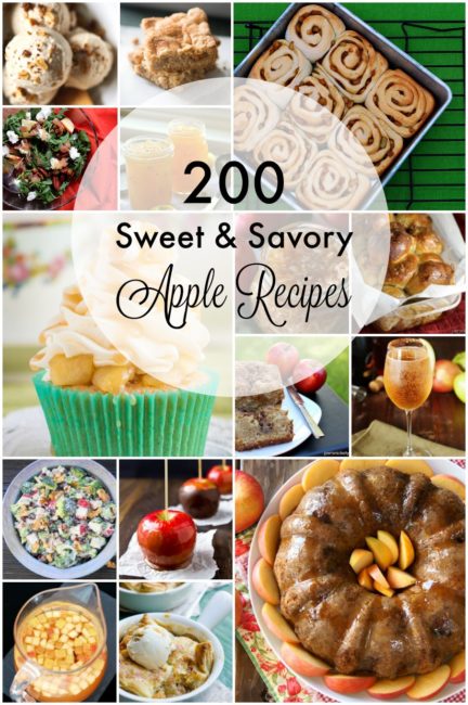 From breakfast to dessert, from sides to cocktails, here are 200 sweet and savory apple recipes from around the blogosphere.