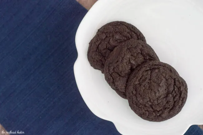Chocolate espresso cookies are rich and fudgy. Espresso powder enriches the flavor of the chocolate and adds coffee flavor, too. #Choctoberfest