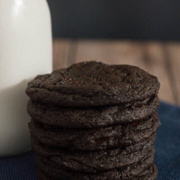 Chocolate espresso cookies are rich and fudgy. Espresso powder enriches the flavor of the chocolate and adds coffee flavor, too. #Choctoberfest