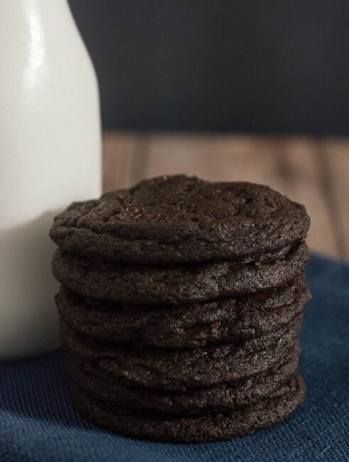 Chocolate espresso cookies are rich and fudgy. Espresso powder enriches the flavor of the chocolate and adds coffee flavor, too. #Choctoberfest