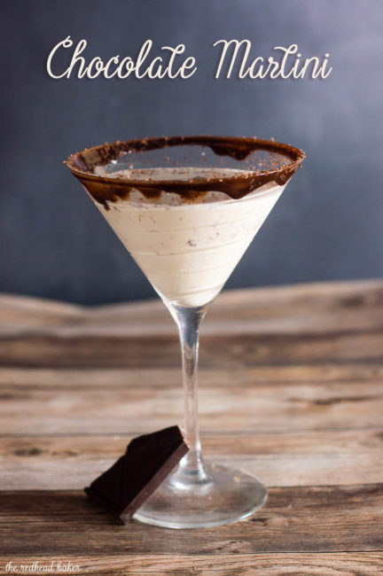 Chocoholics will love this chocolate martini, with chocolate liqueur and creme de cacao, and a double-chocolate coated martini glass rim. #Choctoberfest