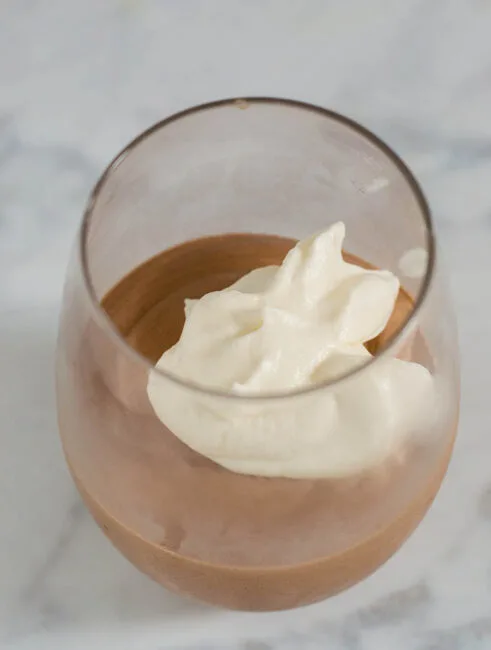 Mocha Irish Coffee Mousse is flavored with whole coffee beans, semisweet chocolate and Irish cream liqueur. It is light in texture but rich in flavor. #Choctoberfest