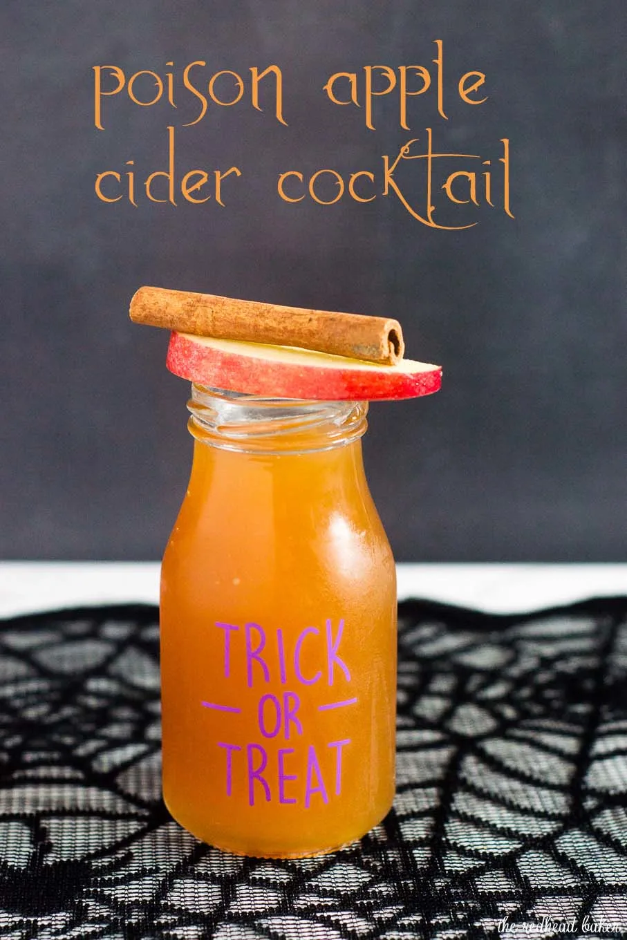 Serve a spooky witch's brew at your Halloween party — a Poison Apple Cider Cocktail, with rum and cinnamon-infused brandy! 