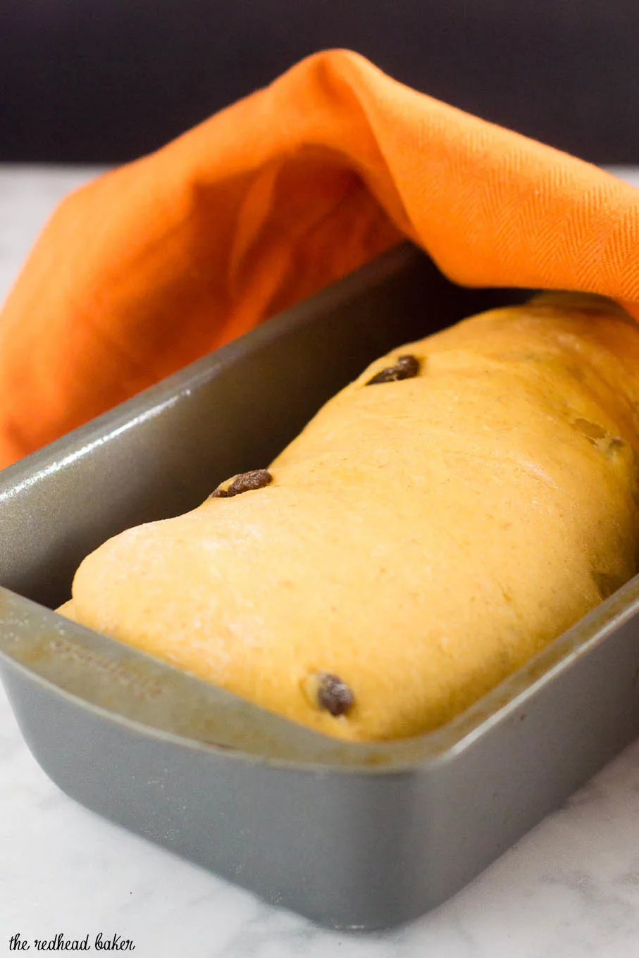 Comfort food with a fall twist — pumpkin cinnamon raisin bread is studded with raisins with a swirl of cinnamon, butter and brown sugar. #PumpkinWeek