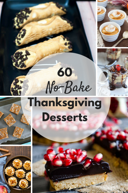 Don't overcrowd your oven this Thanksgiving -- make a no-bake dessert! Here are 60 options for no-baking Thanksgiving desserts.