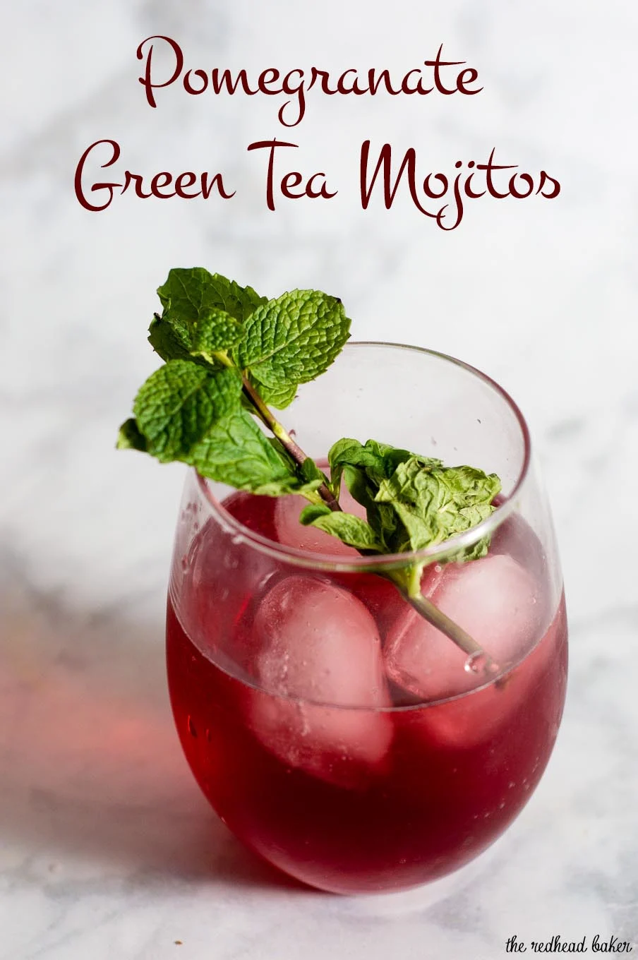 Pomegranate green tea mojitos are a Moroccan twist on a Cuban cocktail. The classic mint-and-lime drink gets an extra flavor twist from pomegranate and green tea. 