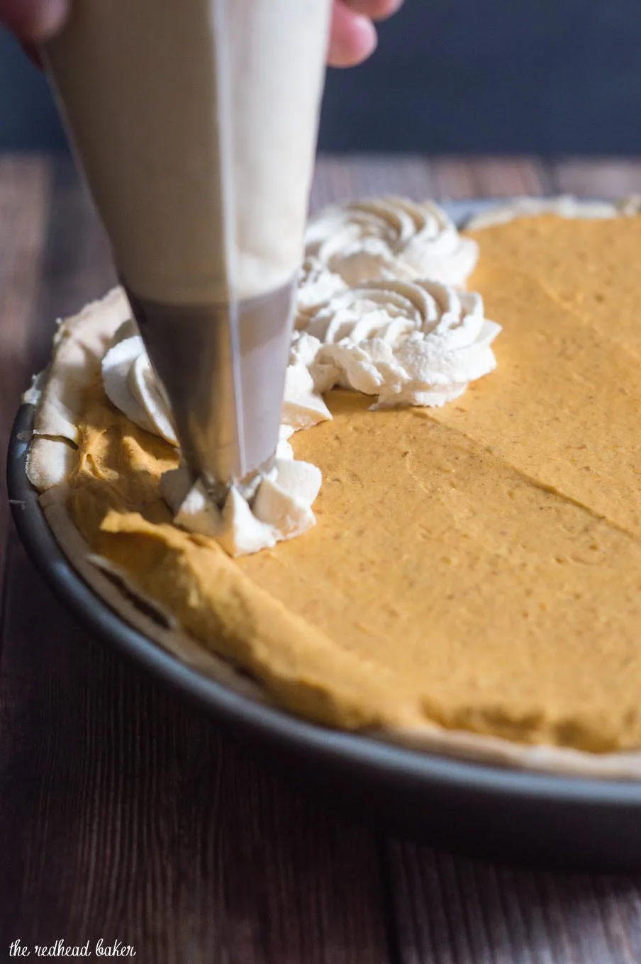 Pumpkin cream pie has all the flavor of classic pumpkin pie with a slightly different texture. It's topped with decadent salted caramel whipped cream.