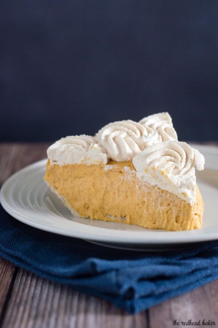 Pumpkin cream pie has all the flavor of classic pumpkin pie with a slightly different texture. It's topped with decadent salted caramel whipped cream.