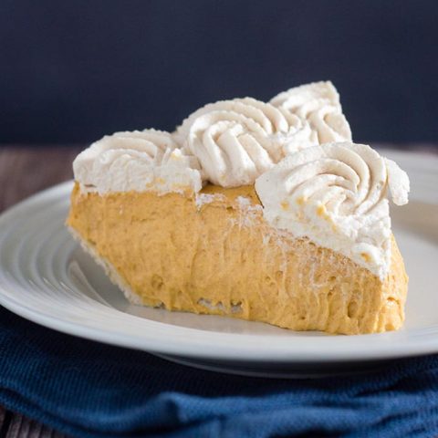 Pumpkin cream pie has all the flavor of classic pumpkin pie with a slightly different texture. It's topped with decadent salted caramel whipped cream.