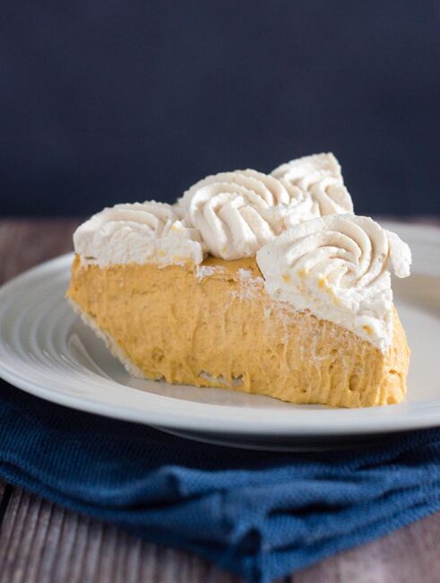 Pumpkin cream pie has all the flavor of classic pumpkin pie with a slightly different texture. It's topped with decadent salted caramel whipped cream.