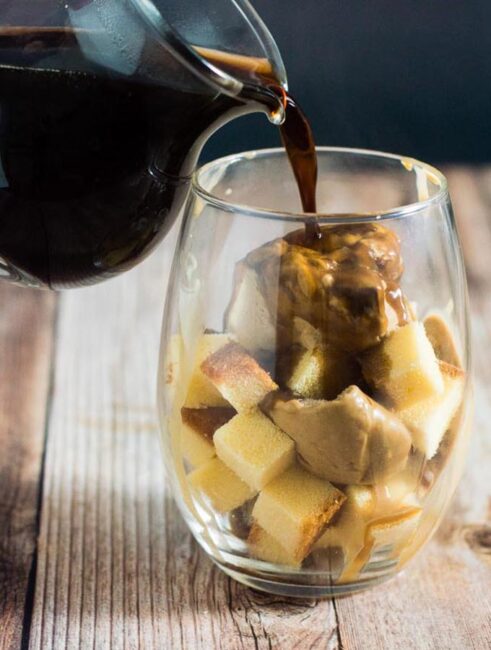 Salted Caramel Affogato Parfaits combine gelato, coffee and pound cake for a grown-up dessert with lots of different flavors and textures, perfect for any celebration.