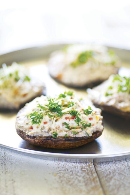 Stuffed mushrooms with lush, creamy ricotta cheese, paired with a light, fresh prosecco makes for an easy, satisfying appetizer.