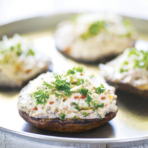 Stuffed mushrooms with lush, creamy ricotta cheese, paired with a light, fresh prosecco makes for an easy, satisfying appetizer.