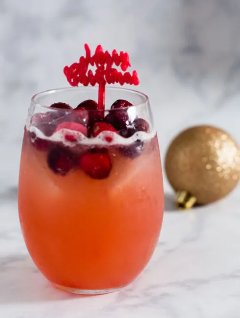 Cranberry cinnamon whiskey sour is an easy, festive cocktail for the Christmas season. Shake up a batch for your holiday party!