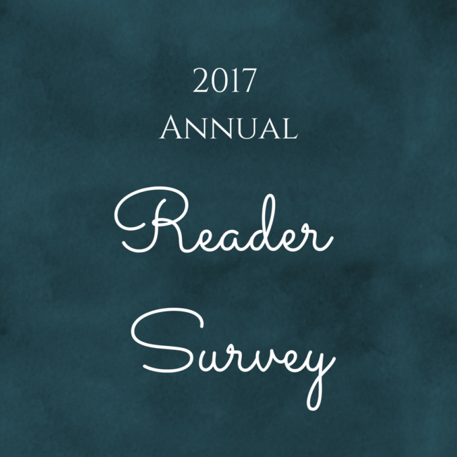 I conduct an annual reader survey to find out what you like, what you don't, and what you want to see on this blog.
