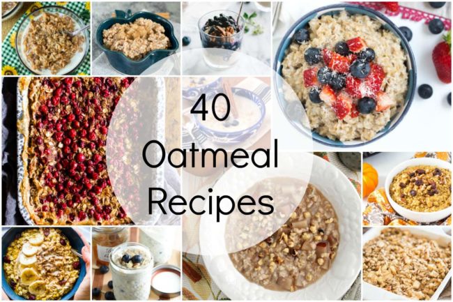 January is National Oatmeal Month. I've rounded up 40 oatmeal recipes from healthy to indulgent, including conventional, slow cooker, baked and overnight oatmeal.