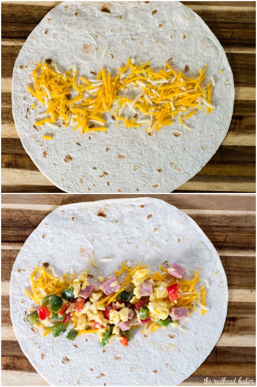 Customize these freezer-friendly egg and cheese breakfast burritos however you like. In the morning, just unwrap, reheat and go!