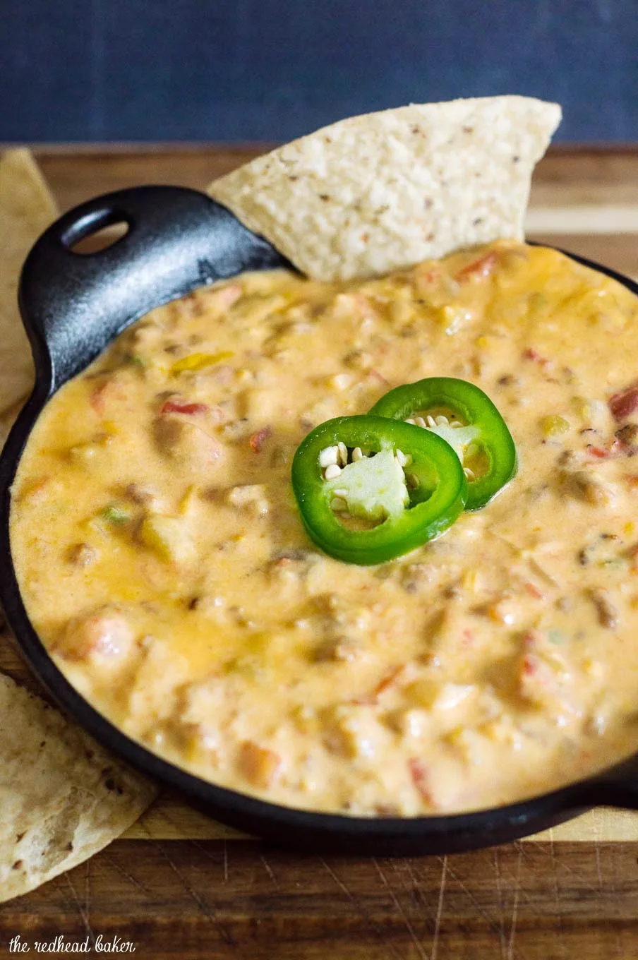 Whether it's a big game-watching party, Cinco de Mayo, or just a few friends getting together, spicy chorizo queso dip will be the hit of the party.