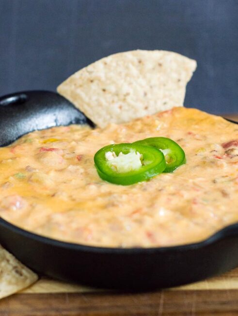 Whether it's a big game-watching party, Cinco de Mayo, or just a few friends getting together, spicy chorizo queso dip will be the hit of the party.