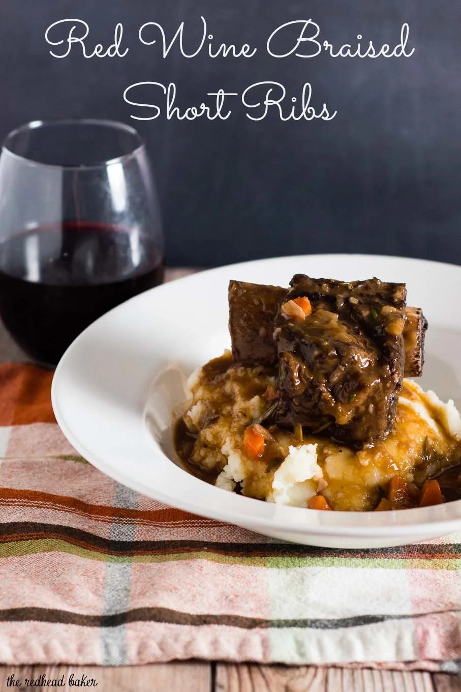 Braised short ribs become fall-off-the-bone tender in a mixture of red wine, beef stock, and garlic. Serve over mashed potatoes for a true comfort meal.