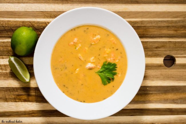 Thai shrimp bisque is a thick, creamy soup without the cream! This soup has so much complex flavor, you don't even realize it's healthy!