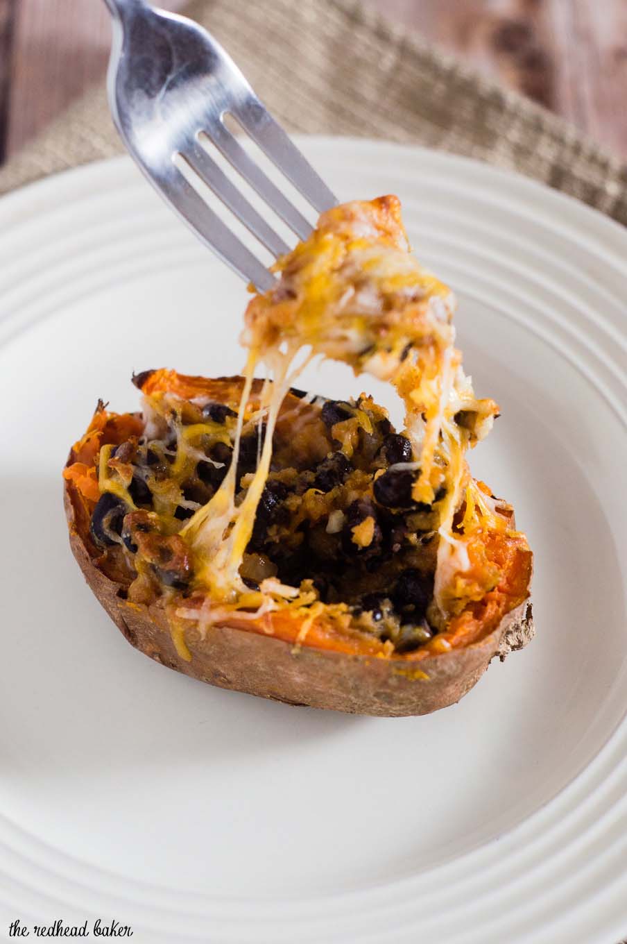 Twice-Baked Sweet Potatoes with Black Beans by The Redhead Baker