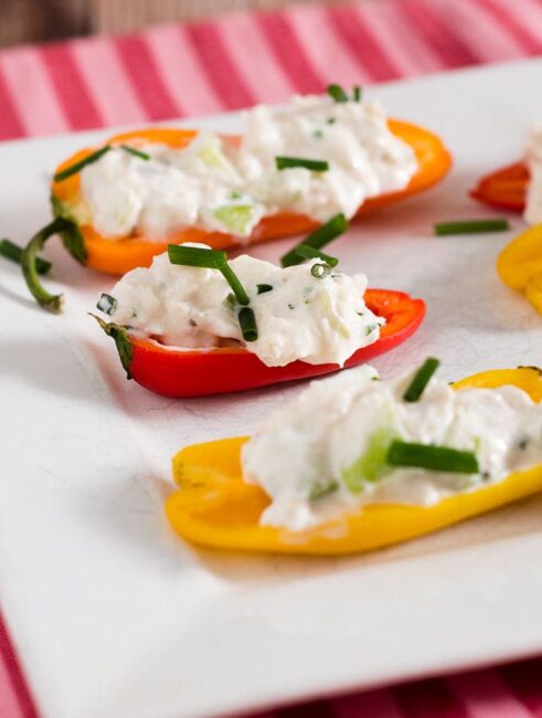 Need a last-minute Valentine's Day appetizer? Try these crab salad stuffed mini peppers! They have complex flavor and don't require any cooking!