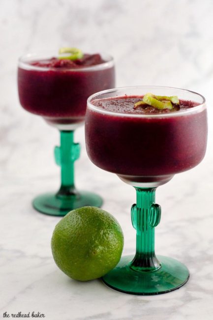 Frozen cherry margaritas are a fun twist on a classic cocktail. Using frozen cherries means you can enjoy this treat any time of the year!