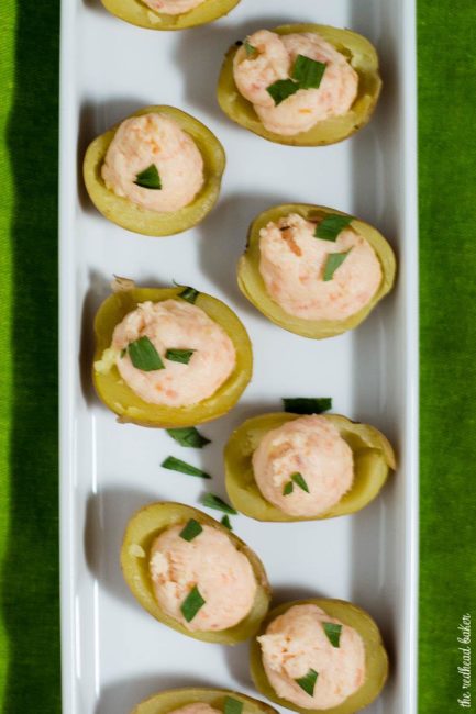 Celebrate St. Patrick's Day with smoked salmon stuffed potatoes. These appetizers are little pots of gold stuffed with delicious filling! #ProgressiveEats