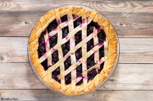 We're celebrating Pi{e} Day! Drunken cherry vanilla pie combines cherries, vanilla bean, and brandy in a flaky pie crust.