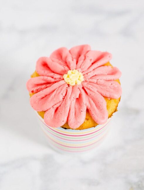 With buttercream icing and a few simple tools, use this tutorial to turn your favorite cupcakes into beautiful gerbera daisy cupcakes for any spring occasion!