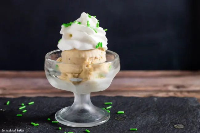 What's better than Irish cream? Irish cream ice cream with a chocolate swirl! Irish cream is blended into custard and churned, then melted chocolate is swirled into the ice cream.