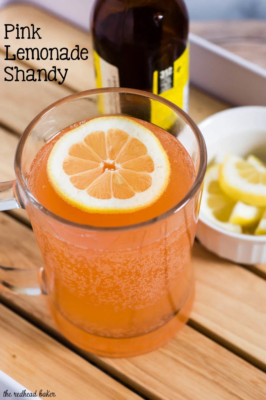 Make a pink lemonade shandy, a beer-based cocktail that blends wheat beer with strawberry- or raspberry-flavored lemonade, for your next spring party.