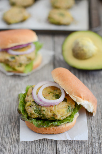 Avocado Chicken Burgers by The Lean Green Bean