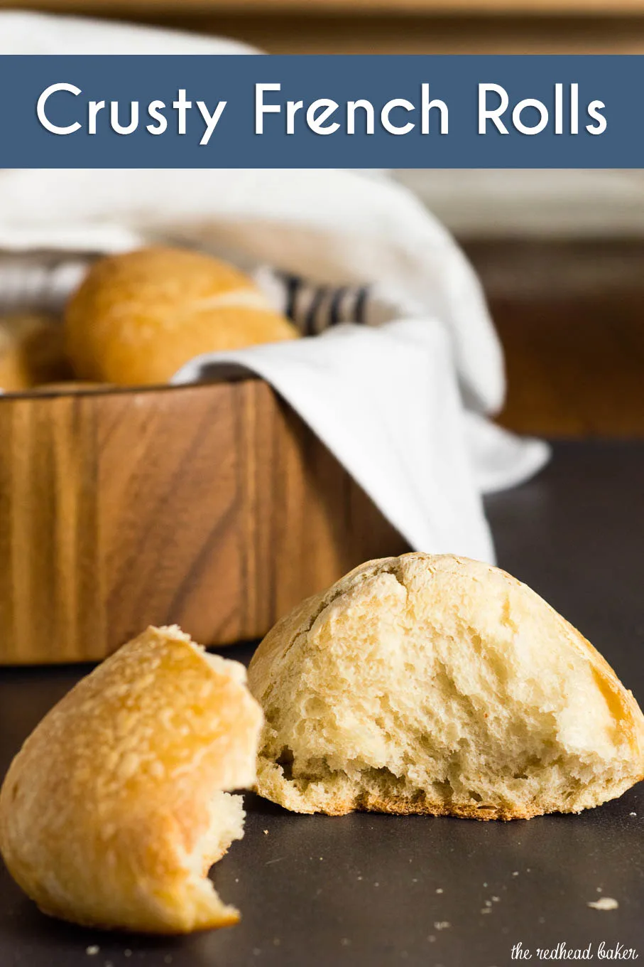 Crusty French rolls get their texture from a long rise in the refrigerator. Make them small to serve with dinner, or larger to hold a sandwich or burger.