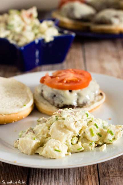 This isn't your mom's potato salad. It's loaded potato salad, with bacon, broccoli and cheddar — all the best parts of a loaded baked potato in a cool summer side dish. #ProgressiveEats