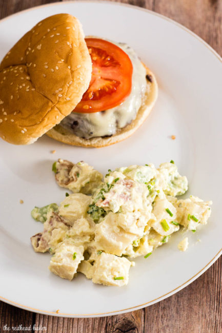 This isn't your mom's potato salad. It's loaded potato salad, with bacon, broccoli and cheddar — all the best parts of a loaded baked potato in a cool summer side dish. #ProgressiveEats